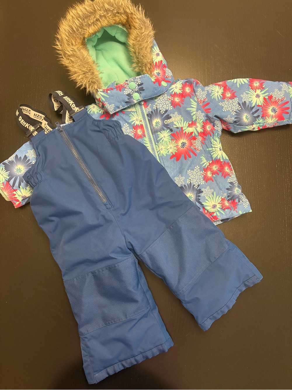 OshKosh B'gosh 18m Floral Hooded Snow Jacket and Navy Snow Pants